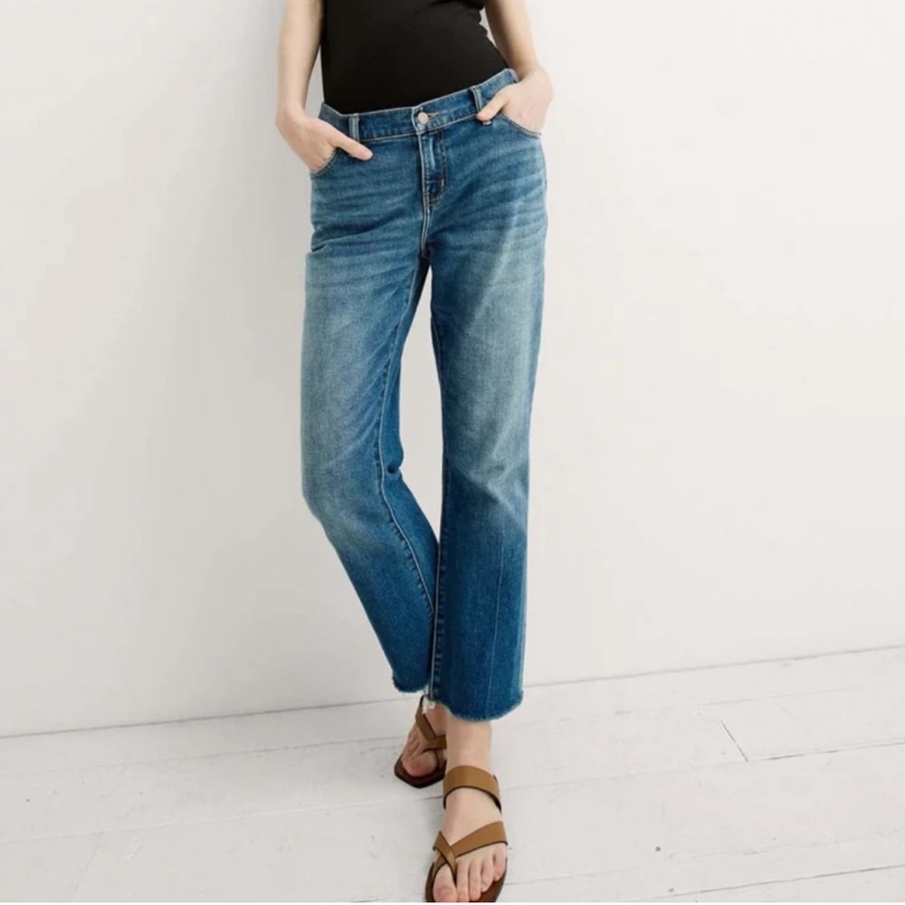 Hatch Mid Blue Cropped Straight Jeans